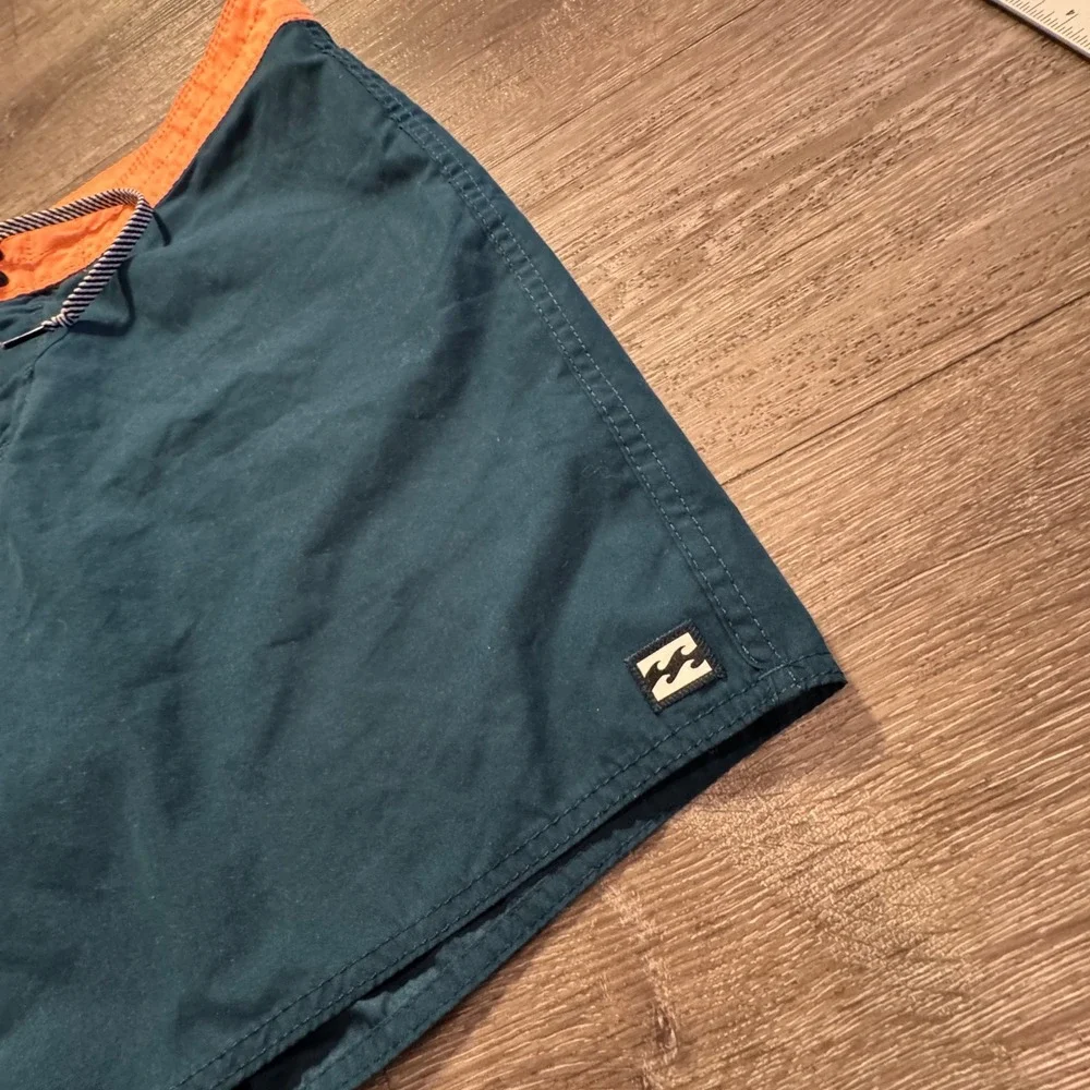 Billabong Board Shorts Mens 34 Blue Orange Recycled Surf Swim Trunks Beach Logo